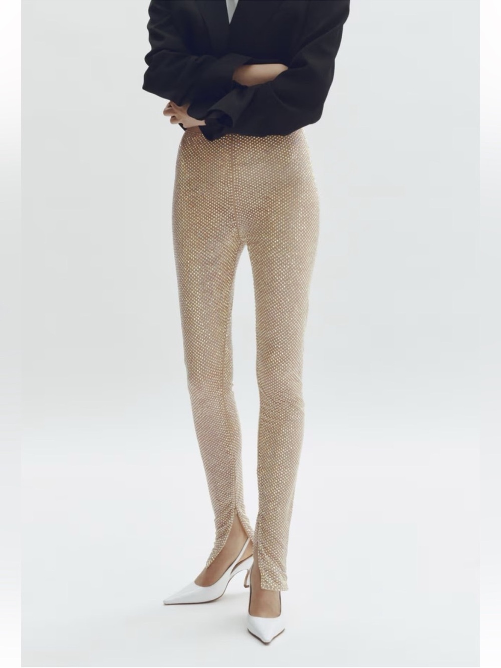 Stella McCartney by H&M Silver/tan Sparkle shimmery leggings size small NWT